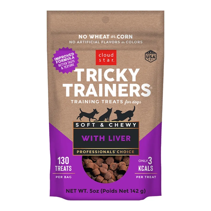 Cloud Star Dog Treats Tricky Trainers Soft & Chewy Chicken Liver 5oz Bag