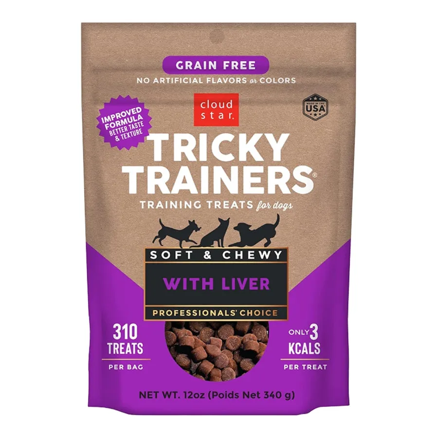 Cloud Star Grain-Free Dog Treats Tricky Trainers Soft & Chewy Chicken Liver 12oz Bag