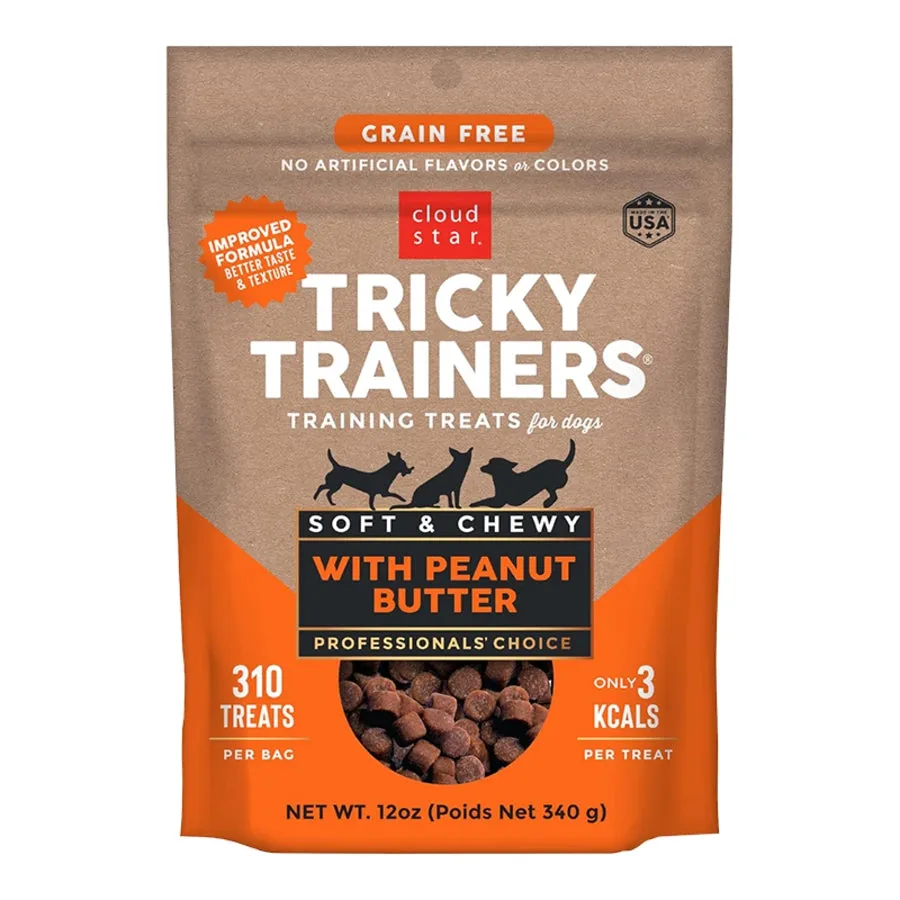 Cloud Star Grain-Free Dog Treats Tricky Trainers Soft & Chewy Peanut Butter