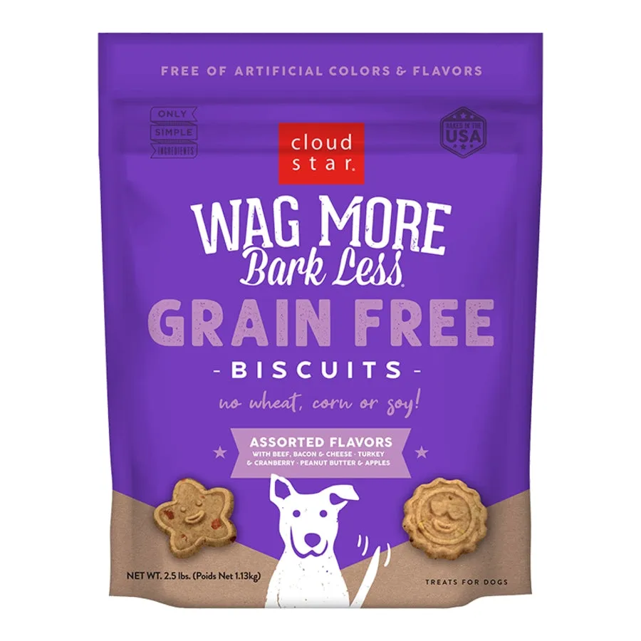 Cloud Star Wag More Bark Less Grain-Free Oven-Baked Biscuits Assorted Flavors 2.5lb Bag