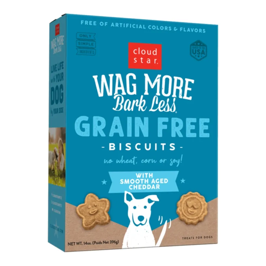 Cloud Star Wag More Bark Less Grain-Free Oven-Baked Biscuits Cheddar 14oz Box