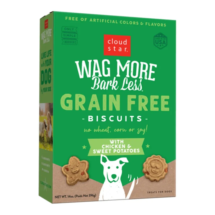 Cloud Star Wag More Bark Less Grain-Free Oven-Baked Biscuits Chicken 14oz Box