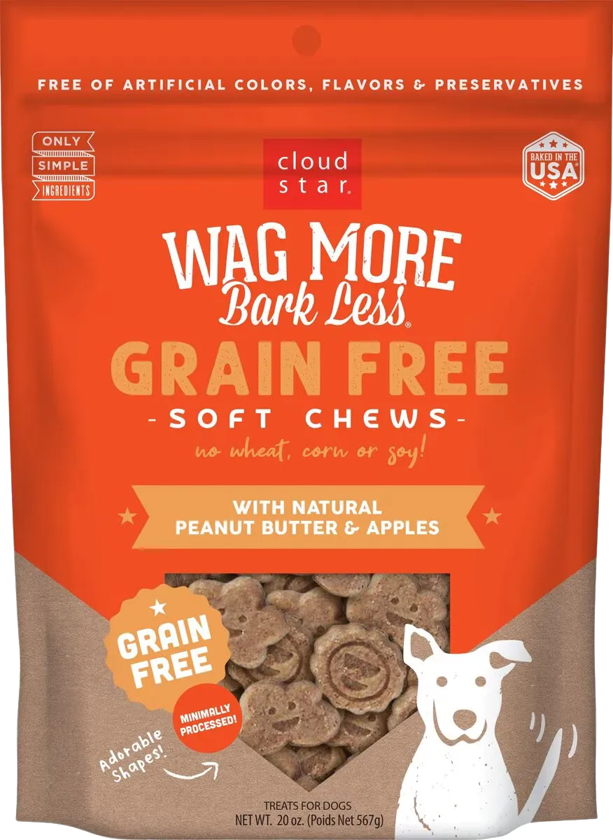 Cloud Star Wag More Bark Less Grain-Free Oven-Baked Biscuits Peanut Butter & Apples 2.5lb Bag
