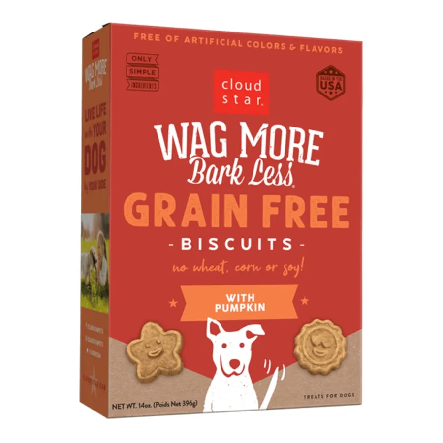 Cloud Star Wag More Bark Less Grain-Free Oven-Baked Biscuits Pumpkin 14oz Box