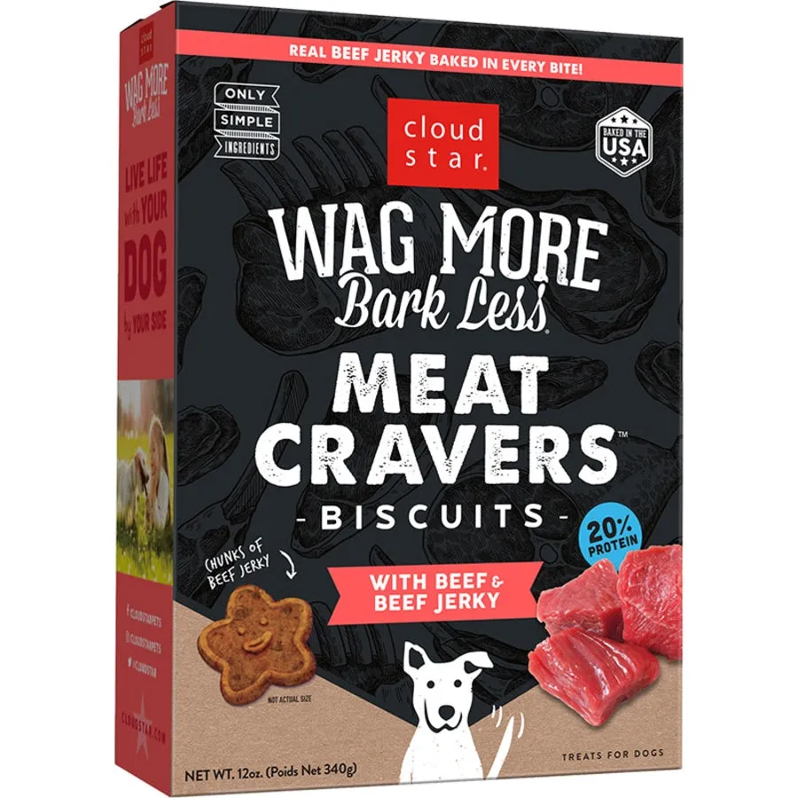 Cloud Star Wag More Bark Less Meat Cravers Biscuits for Dogs Crunchy Beef 12oz Box