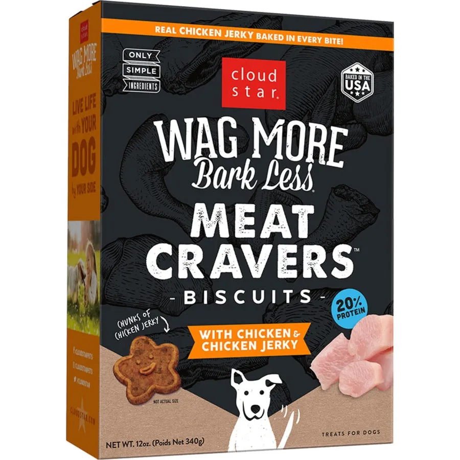 Cloud Star Wag More Bark Less Meat Cravers Biscuits for Dogs Crunchy Chicken 12oz Box