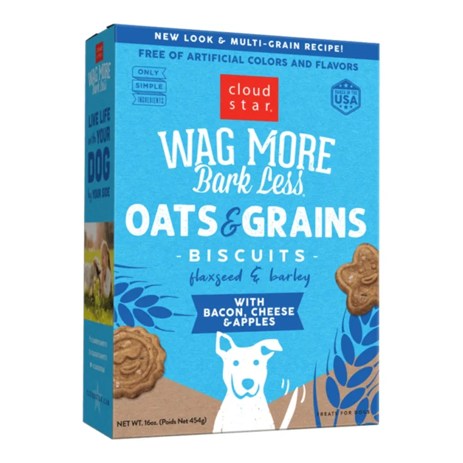 Cloud Star Wag More Bark Less Oats & Grains Biscuits Bacon, Cheese & Apple 16oz Box