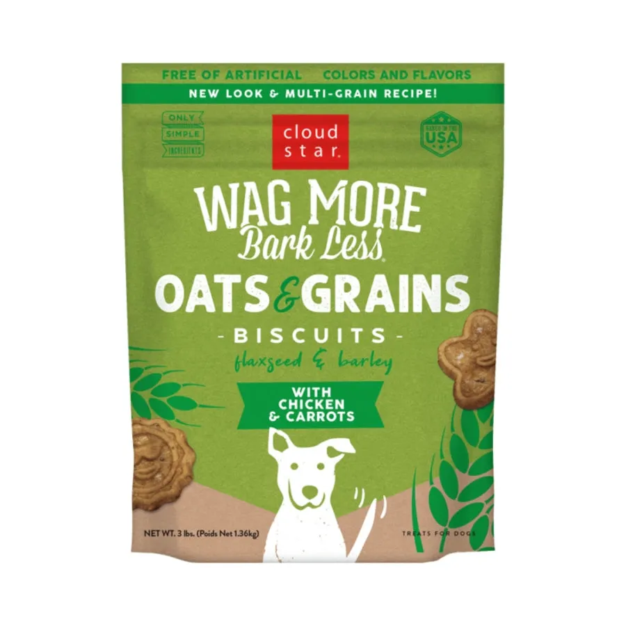 Cloud Star Wag More Bark Less Oats & Grains Biscuits Chicken & Carrot 3lb Bag
