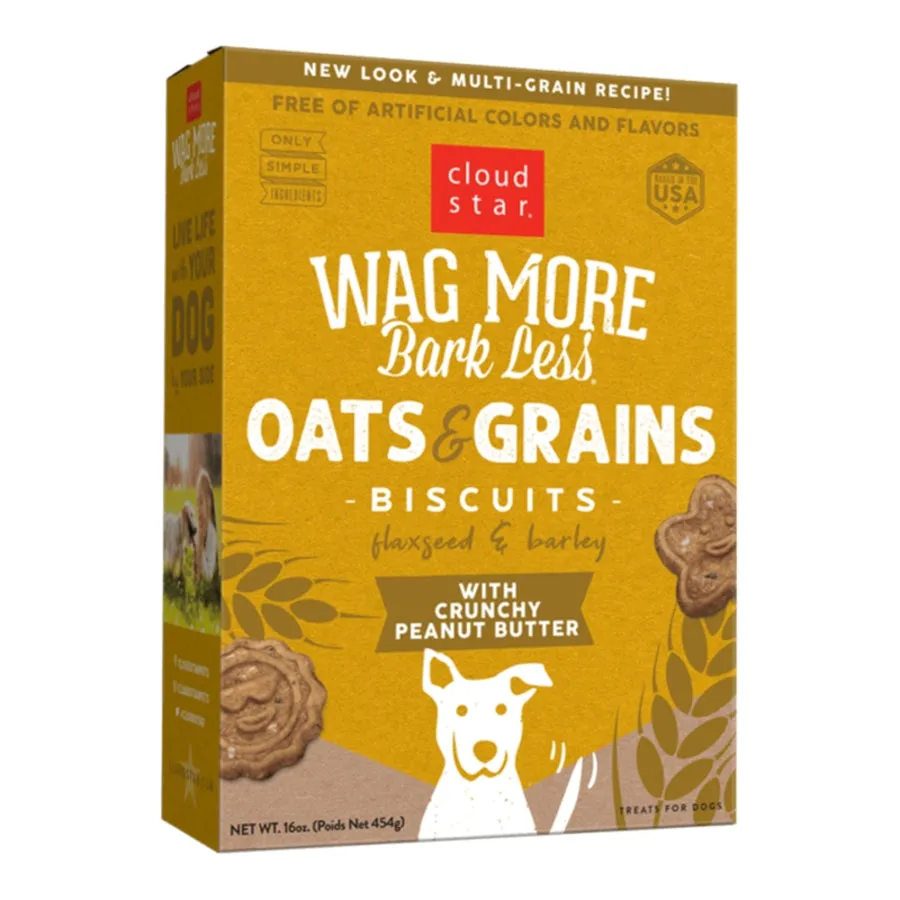 Cloud Star Wag More Bark Less Oats & Grains Biscuits Crunchy Peanut Butter 16oz Box