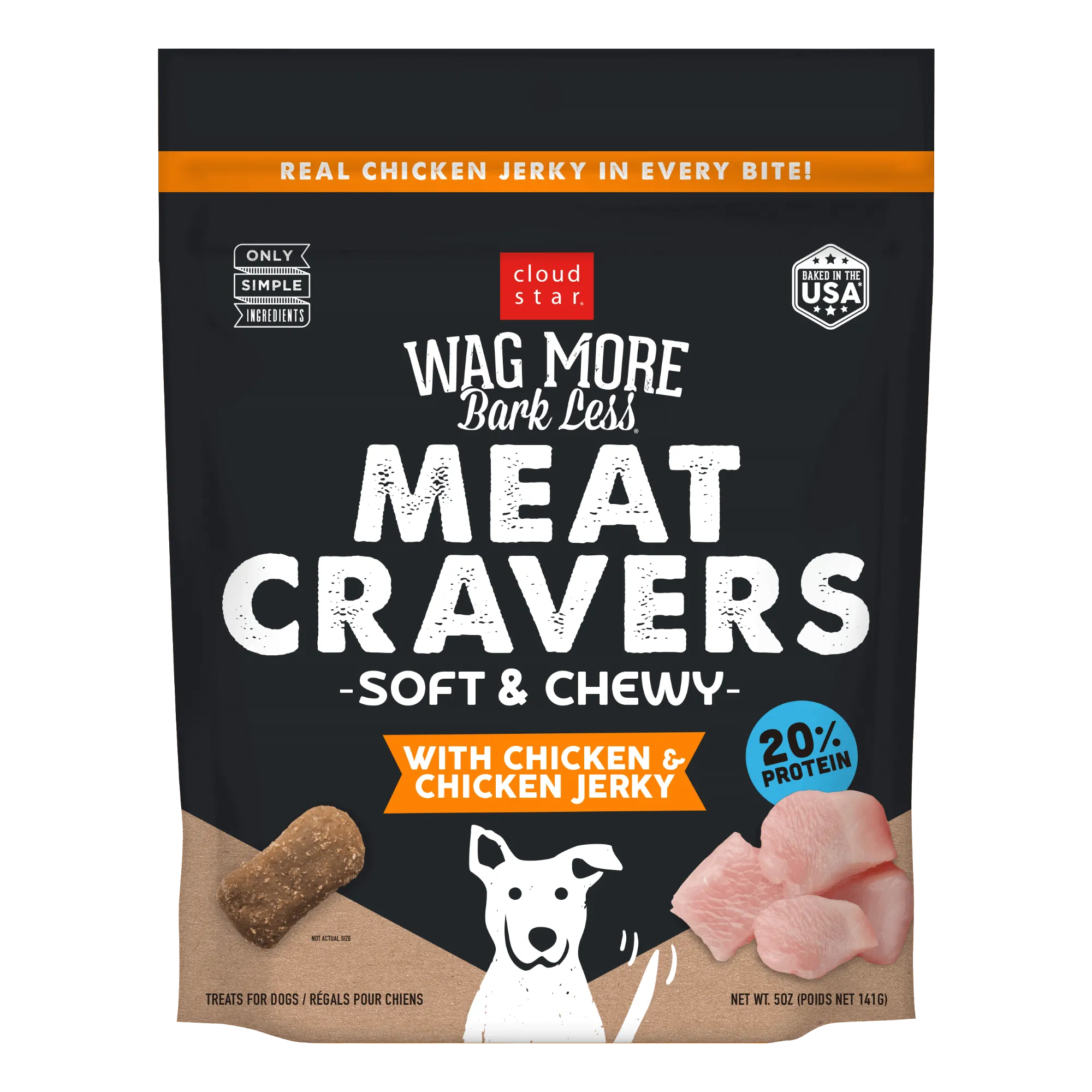 Cloud Star Wag More Bark Less Soft & Chewy Meat Cravers Chicken 5oz Bag
