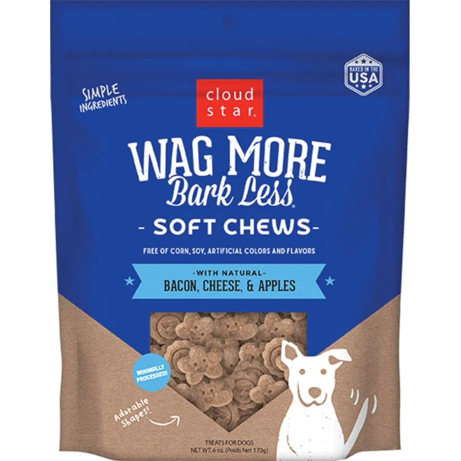 Cloud Star Wag More Bark Less Soft Chews for Dogs Bacon & Cheese 6oz Bag