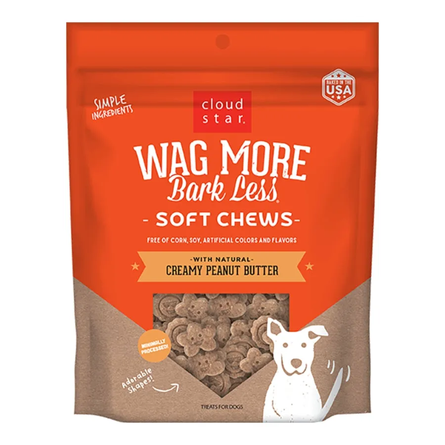 Cloud Star Wag More Bark Less Soft Chews for Dogs Peanut Butter 20oz Bag