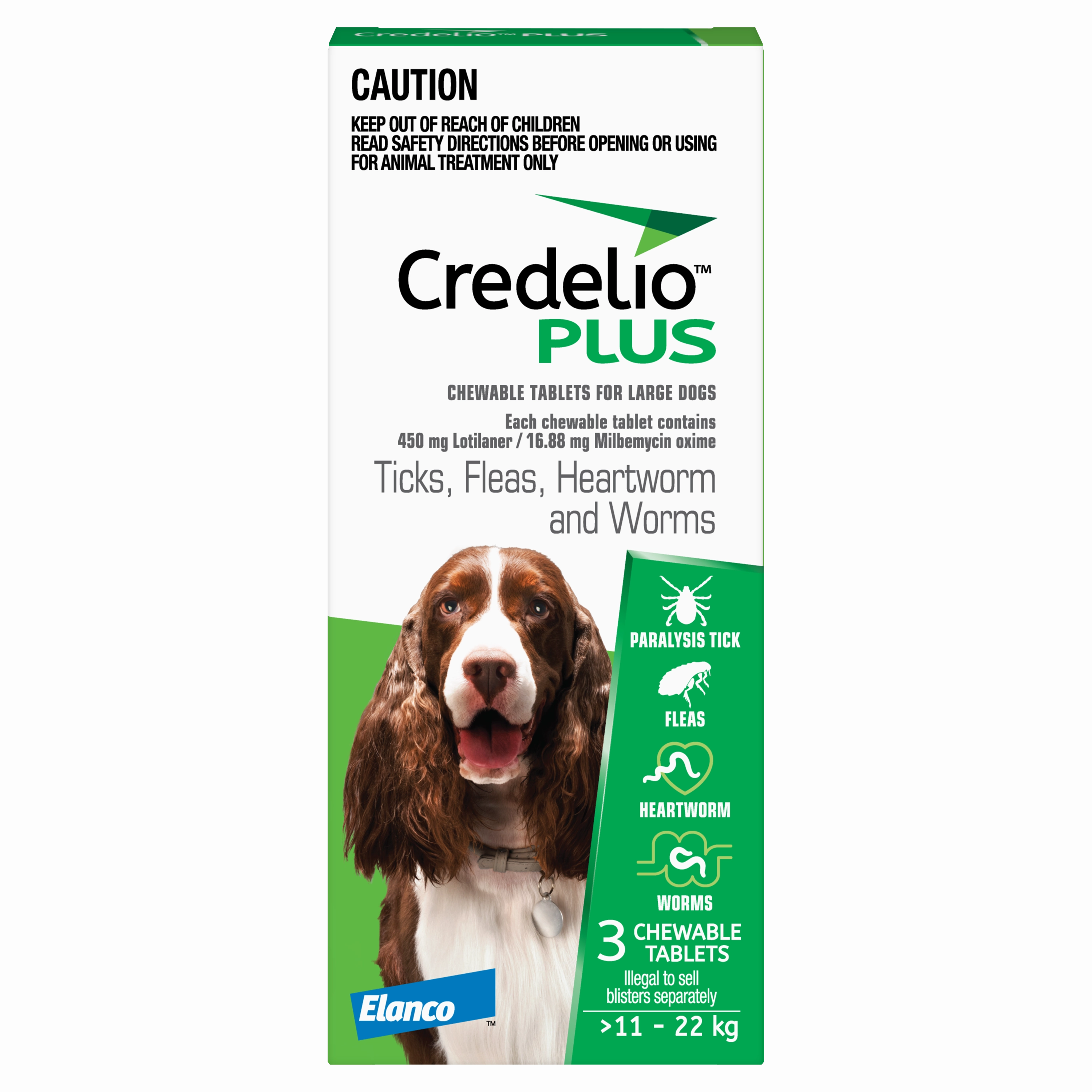 Credelio Plus - Chewable Tablets for Large Dogs (11-22kg) (3pk)