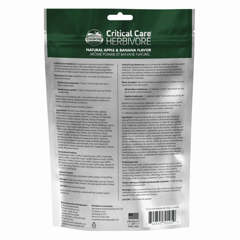 Critical Care Herbivore Diet,  Apple Banana