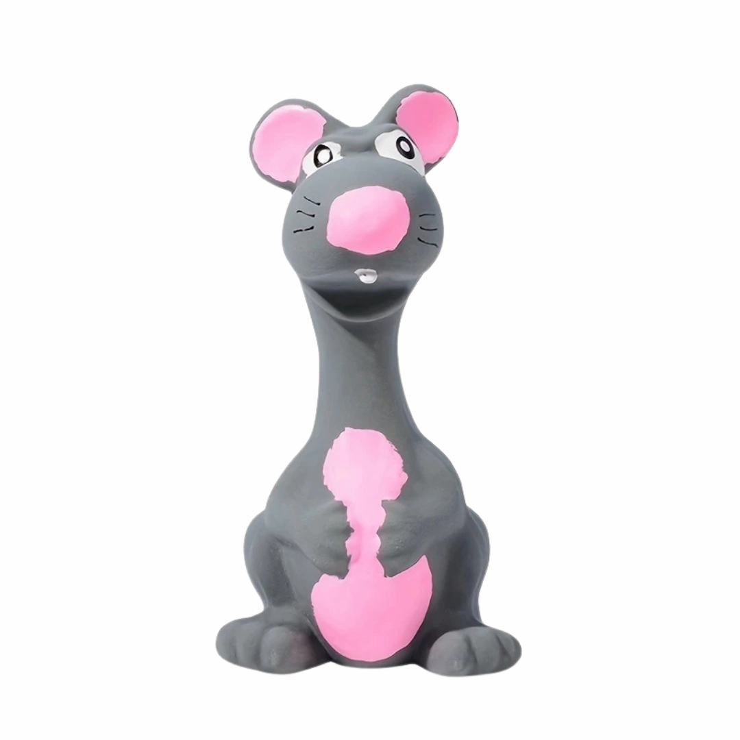 Cute Animal Design Latex Dog Chew Toy With Squeaker - Mouse - 13cm