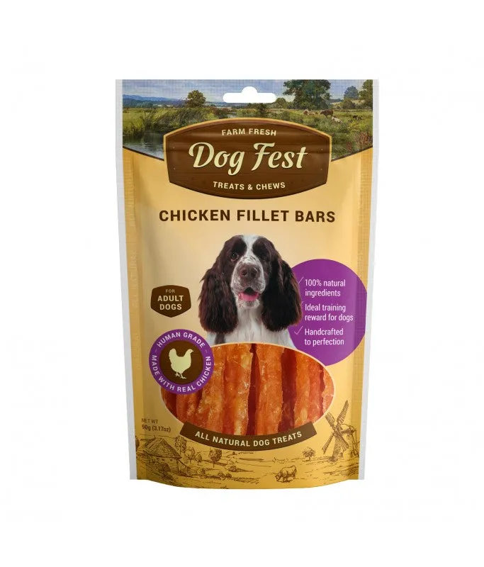 Dog Fest Dog Treats Chicken Fillet Bars for Adult Dogs