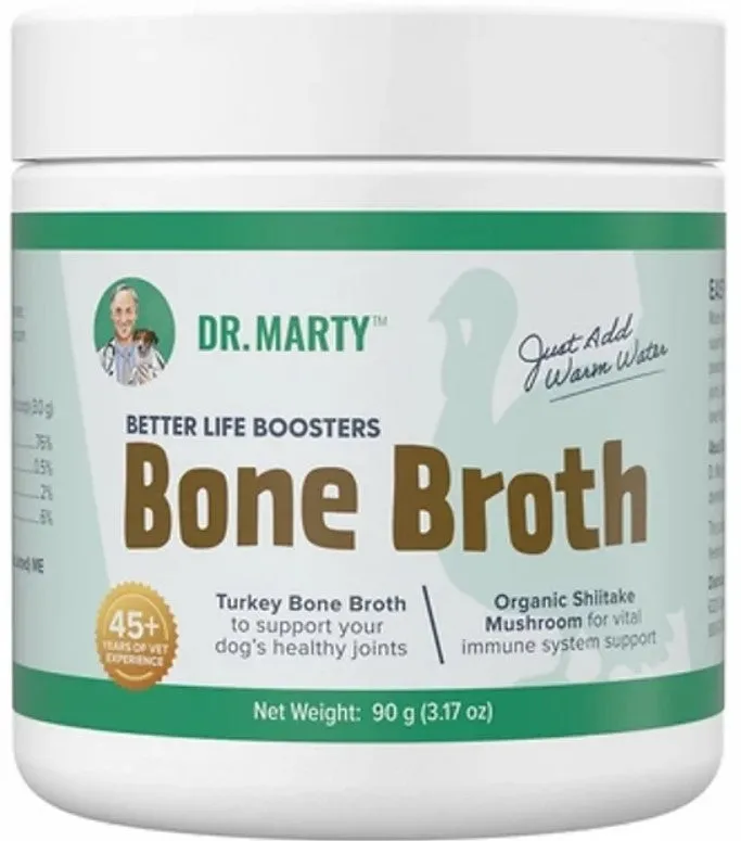 Dr. Marty's Dog Food Topper Life Booster Bone Broth Powder Turkey 3.17oz Jar