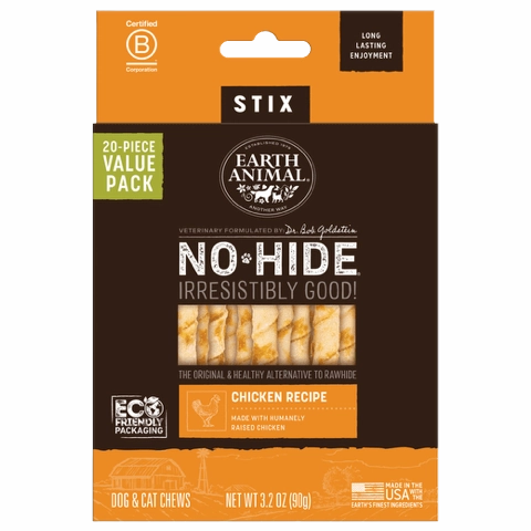 Earth Animal No-Hide Chews Packages - Chicken Stix 20pk