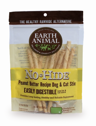 Earth Animal No-Hide Chews Packages - Peanut Butter Stix 10pk