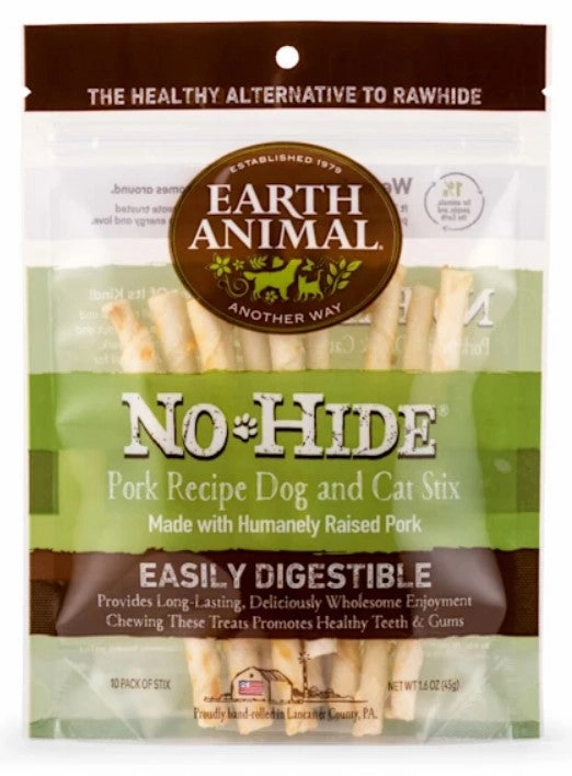 Earth Animal No-Hide Chews Packages - Pork Stix 10pk