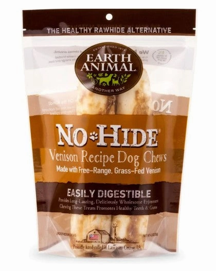 Earth Animal No-Hide Chews Packages - Venison 7" 2pk