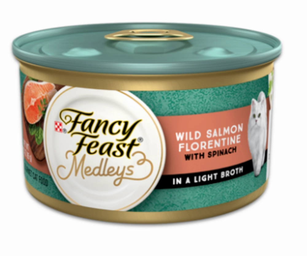 Fancy Feast Medleys Wild Salmon Florentine With Spinach in a Light Broth