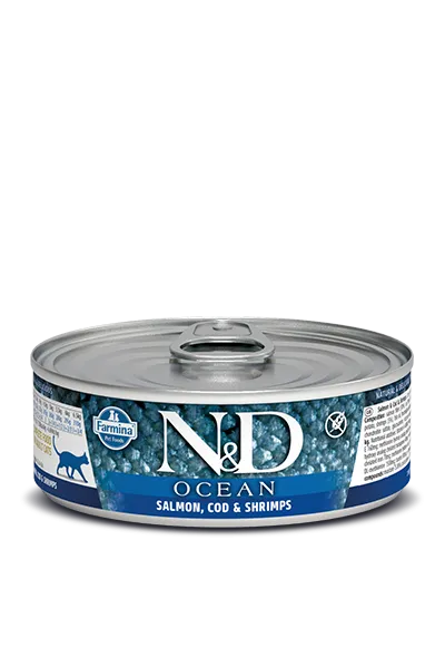Farmina Ocean Wet Cat Food N&D Salmon, Cod & Shrimp 2.5oz Can Single