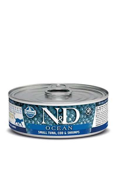 Farmina Ocean Wet Cat Food N&D Tuna, Cod & Shrimp Stew 2.5oz Can Single