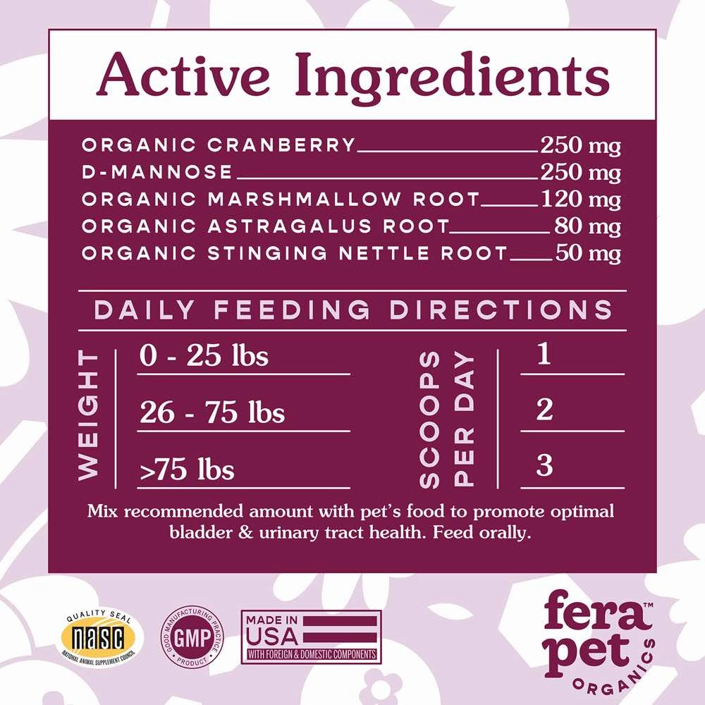 Fera Pets Bladder Support Supplement Powder For Cats & Dogs 2.16oz