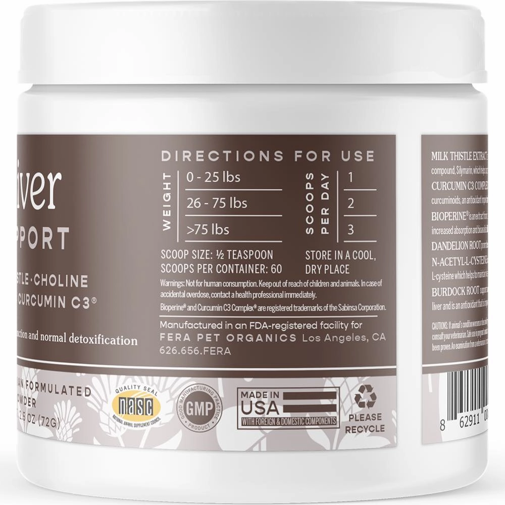 Fera Pets Liver Support Supplement Powder For Cats & Dogs 2.5oz