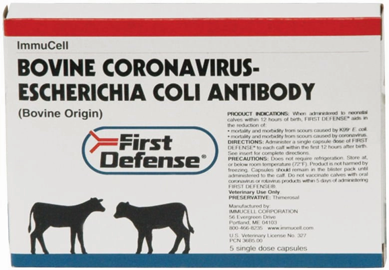 First Defense Capsules for Scours in Calves, box of 5 (5 single doses)