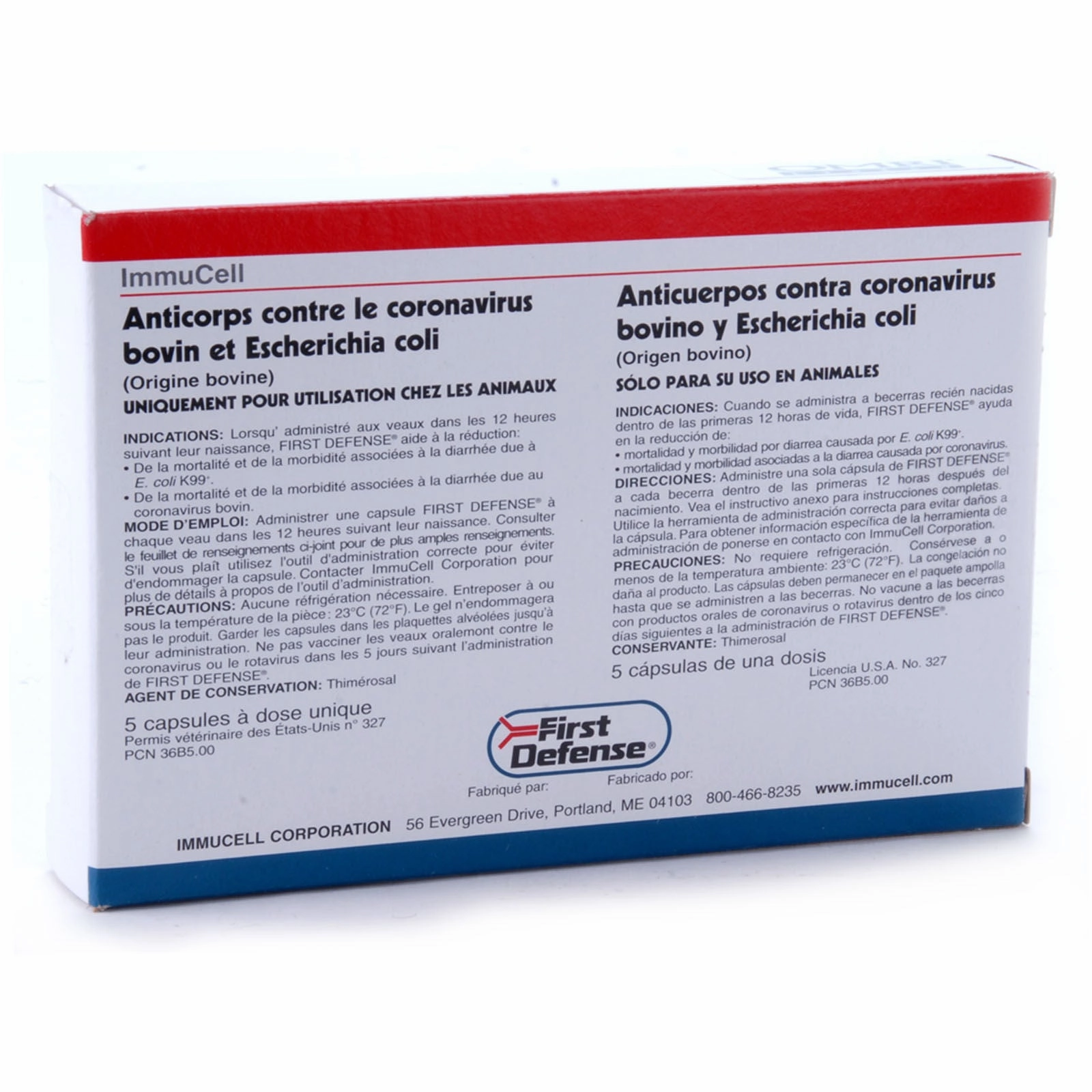 First Defense Capsules for Scours in Calves, box of 5 (5 single doses)