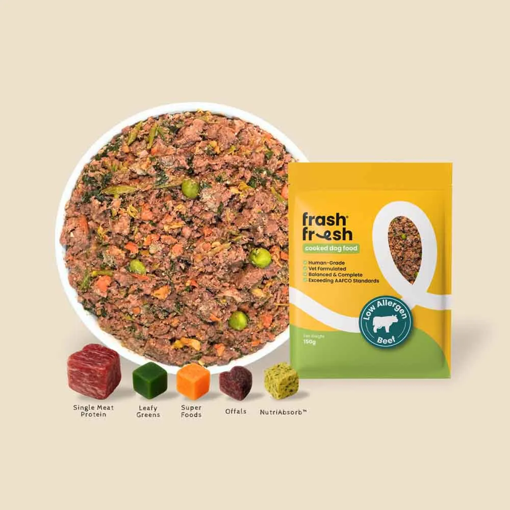 'FREE DEFROSTING TRAY': frashfresh Cooked Beef NutriAbsorb Frozen Dog Food 2.25kg