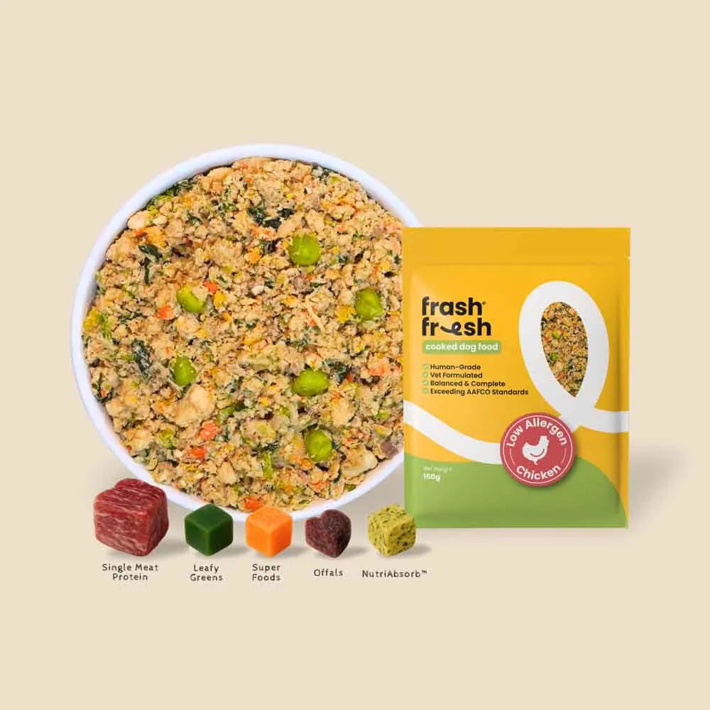 'FREE DEFROSTING TRAY': frashfresh Cooked Chicken NutriAbsorb Frozen Dog Food 2.25kg