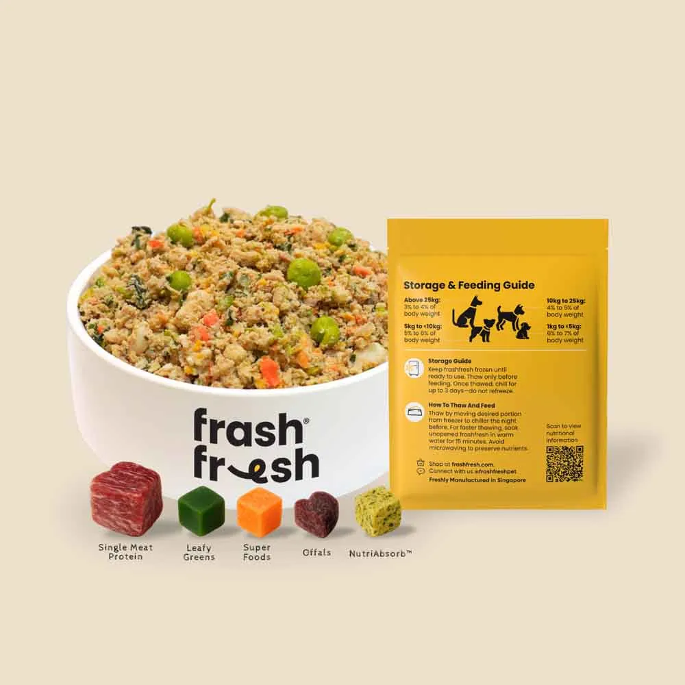 'FREE DEFROSTING TRAY': frashfresh Cooked Chicken NutriAbsorb Frozen Dog Food 2.25kg