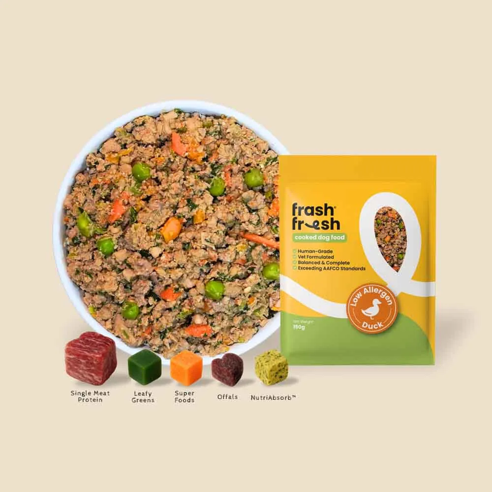 'FREE DEFROSTING TRAY': frashfresh Cooked Duck NutriAbsorb Frozen Dog Food 2.25kg