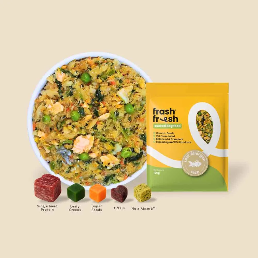 'FREE DEFROSTING TRAY': frashfresh Cooked Fish NutriAbsorb Frozen Dog Food 2.25kg