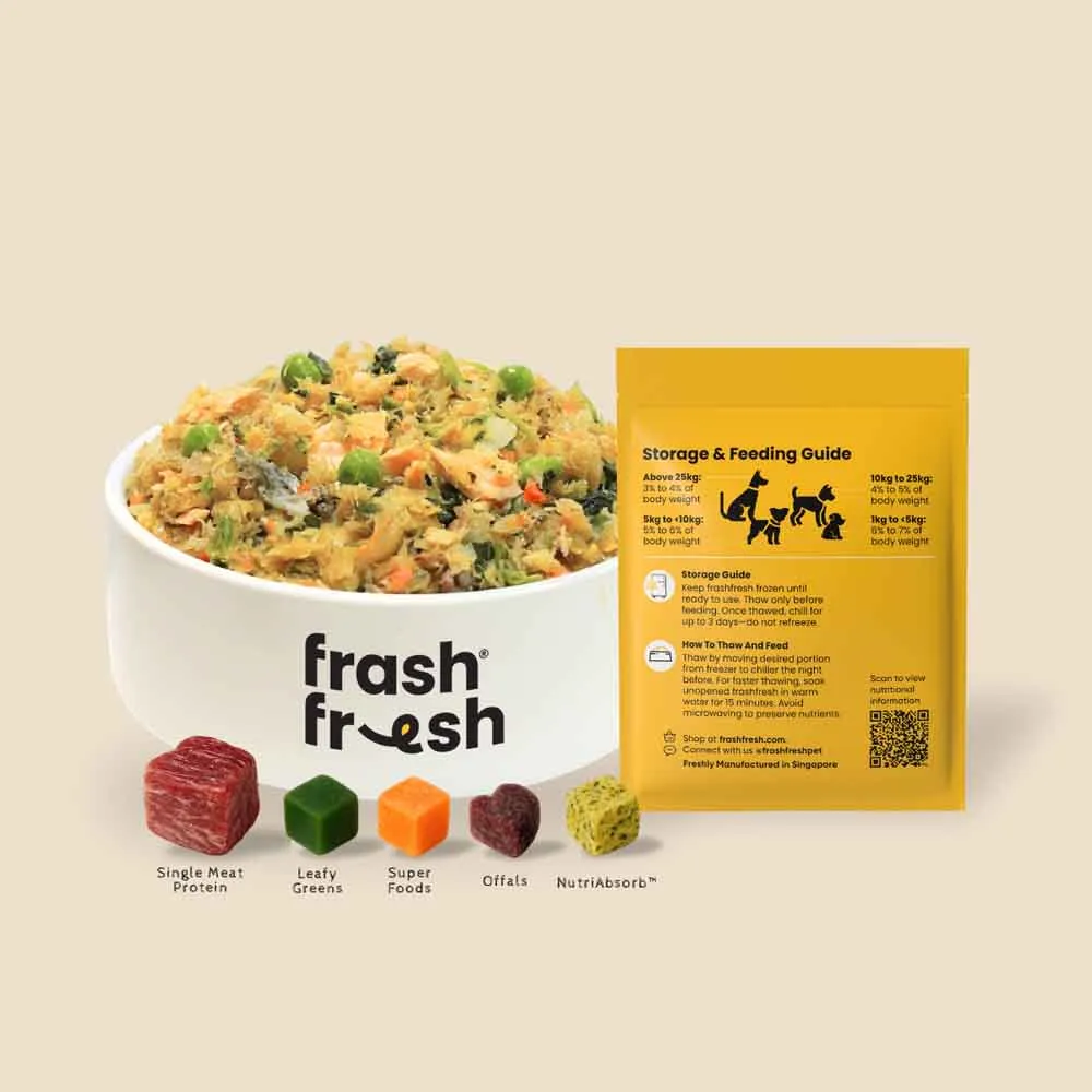 'FREE DEFROSTING TRAY': frashfresh Cooked Fish NutriAbsorb Frozen Dog Food 2.25kg