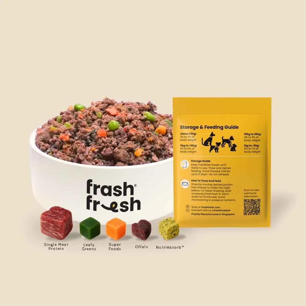 'FREE DEFROSTING TRAY': frashfresh Cooked Kangaroo NutriAbsorb Frozen Dog Food 2.25kg