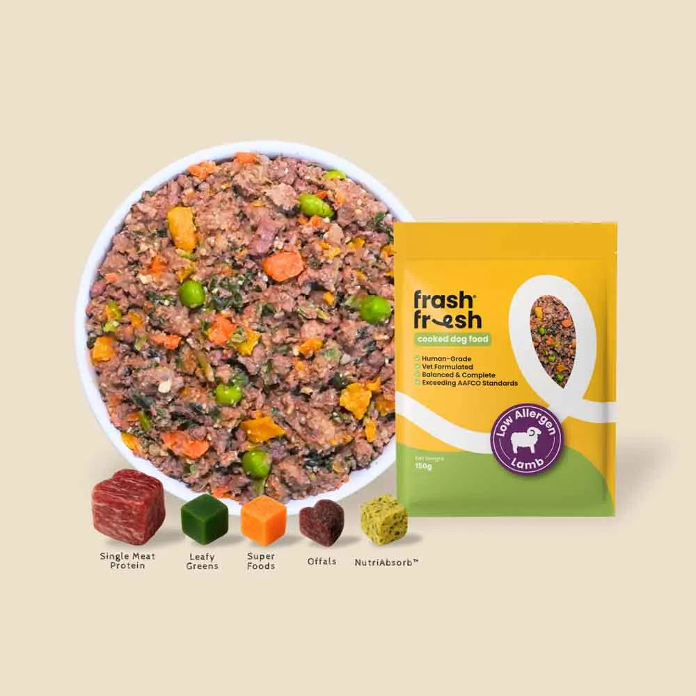 'FREE DEFROSTING TRAY': frashfresh Cooked Lamb NutriAbsorb Frozen Dog Food 2.25kg
