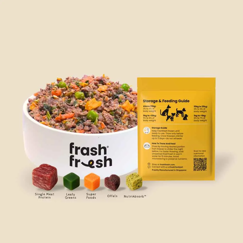 'FREE DEFROSTING TRAY': frashfresh Cooked Lamb NutriAbsorb Frozen Dog Food 2.25kg
