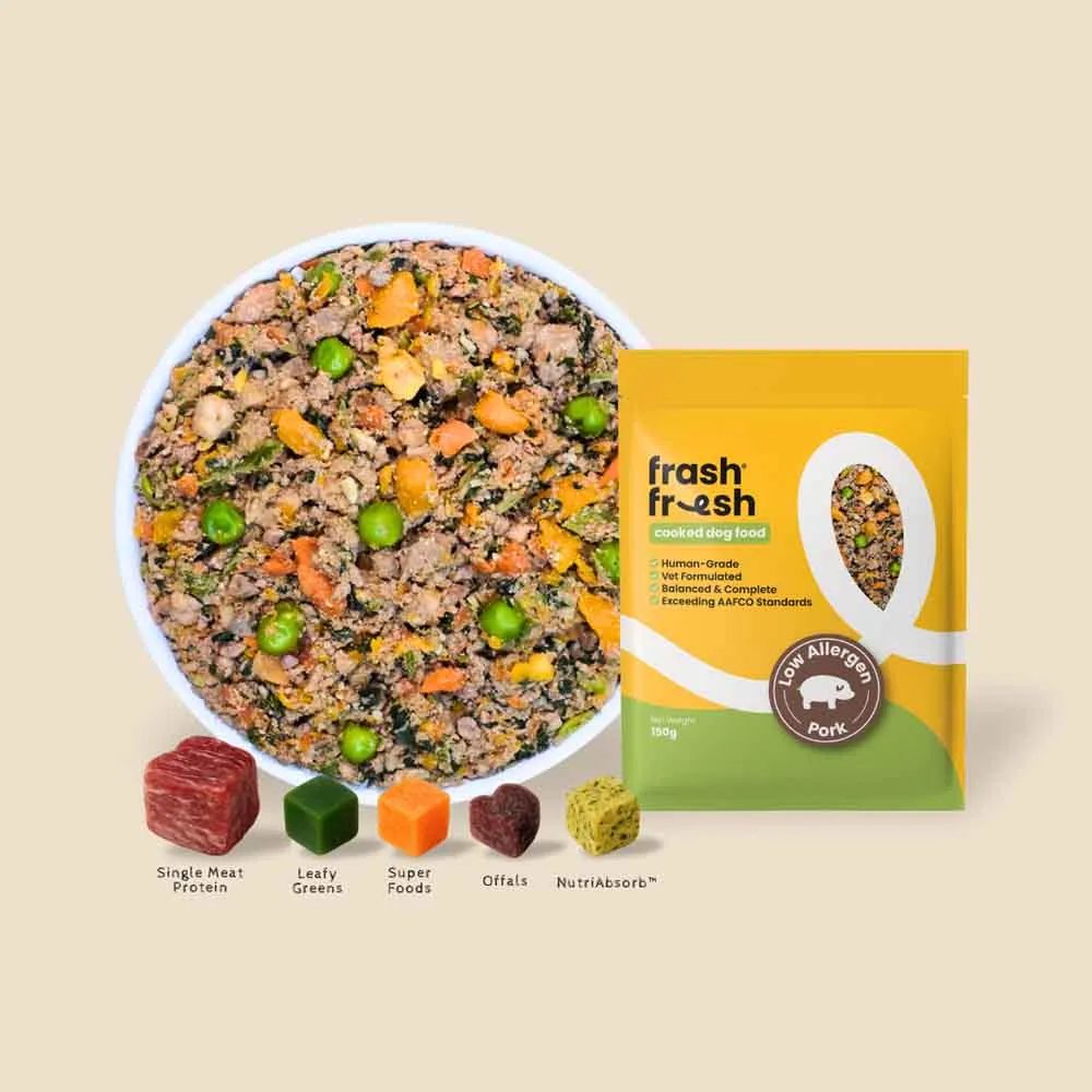 'FREE DEFROSTING TRAY': frashfresh Cooked Pork NutriAbsorb Frozen Dog Food 2.25kg