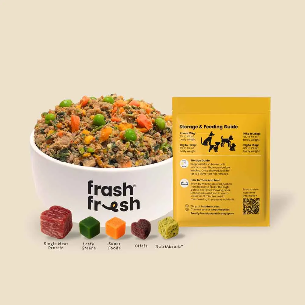 'FREE DEFROSTING TRAY': frashfresh Cooked Pork NutriAbsorb Frozen Dog Food 2.25kg