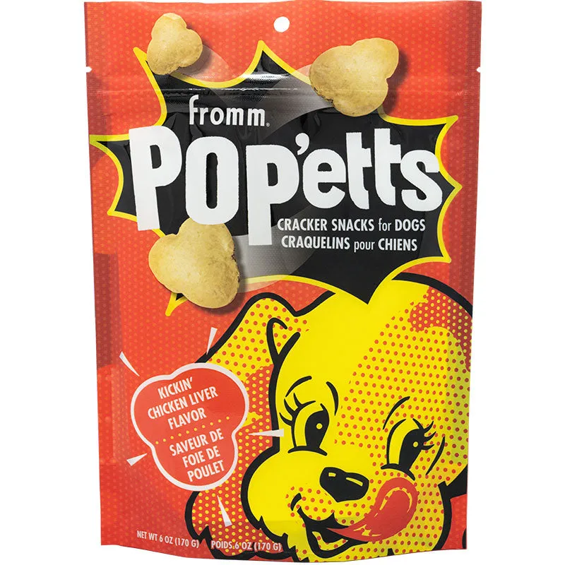 Fromm Dog Biscuits Popetts Cracker Snacks for Dogs - Chicken Liver 6oz Bag