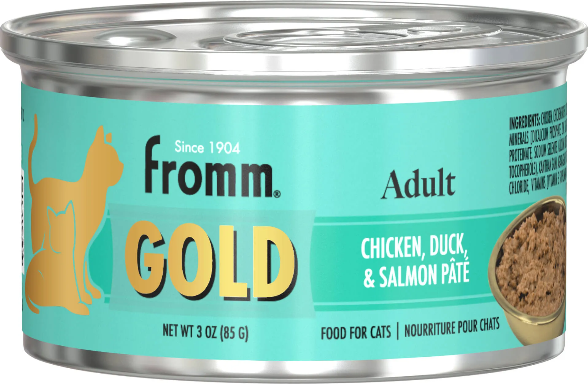 Fromm Wet Cat Food Gold Adult Chicken, Duck & Salmon Pate 3oz Can Single