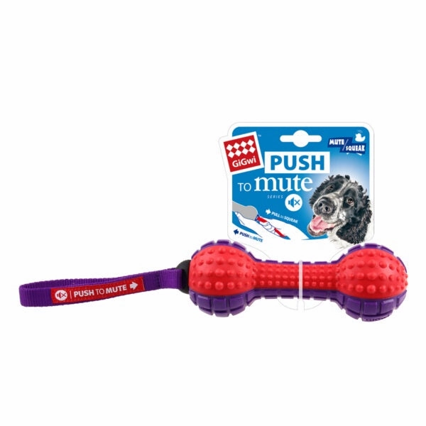 GiGwi Dumbell Push To Mute Transparent  Red/Purple