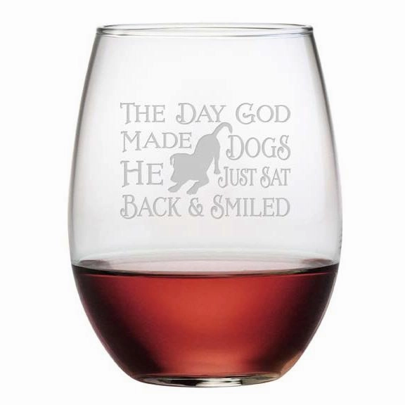 God Made Dogs Stemless Wine Glasses, Set Of 4
