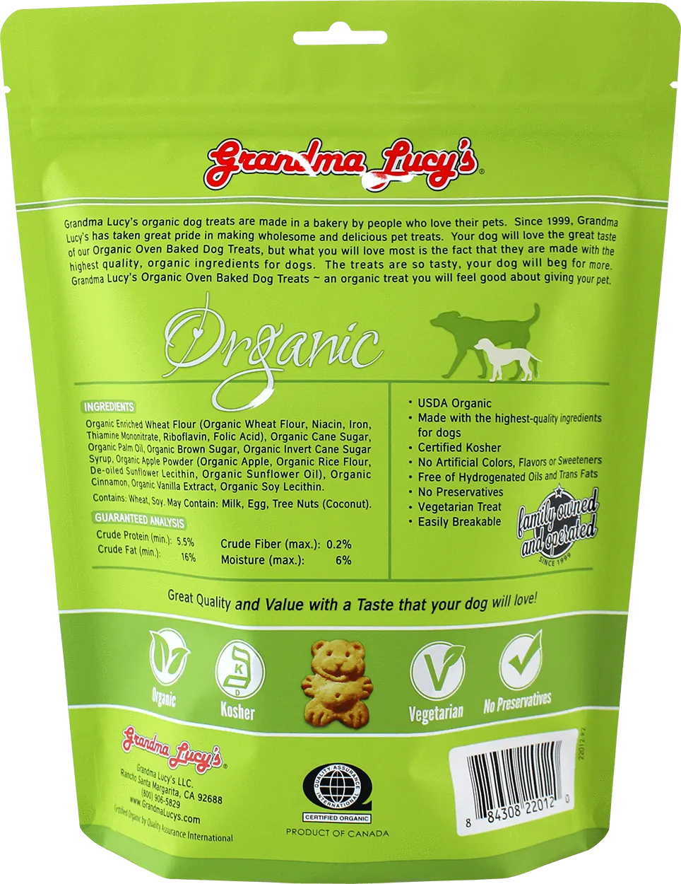 Grandma Lucy's Organic Oven Baked Treats - Apple 14oz Bag