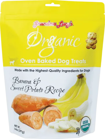 Grandma Lucy's Organic Oven Baked Treats - Banana & Sweet Potato 14oz Bag