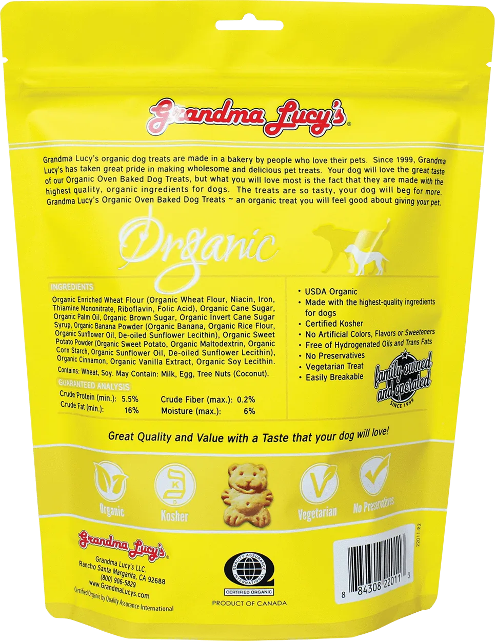 Grandma Lucy's Organic Oven Baked Treats - Banana & Sweet Potato 14oz Bag